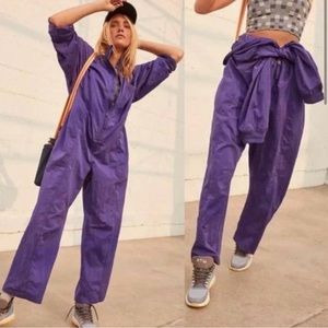 FREE PEOPLE ASHANI JUMPSUIT SAPPHIRE PURPLE LONG SLEEVE